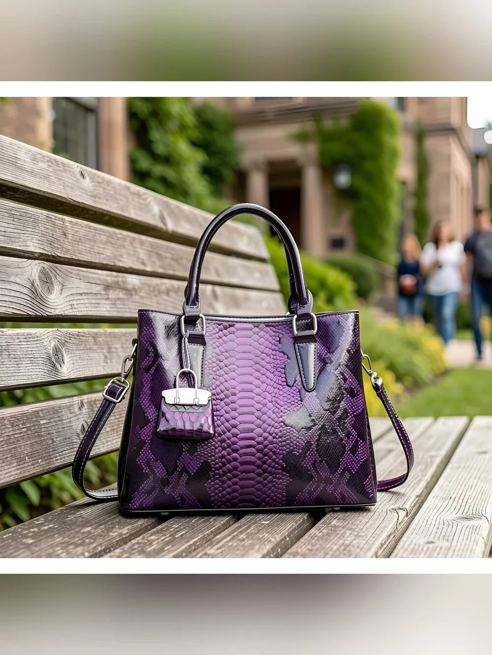 Purple Snakeskin satchel handbag with silver hardware & coin purse...Now $30